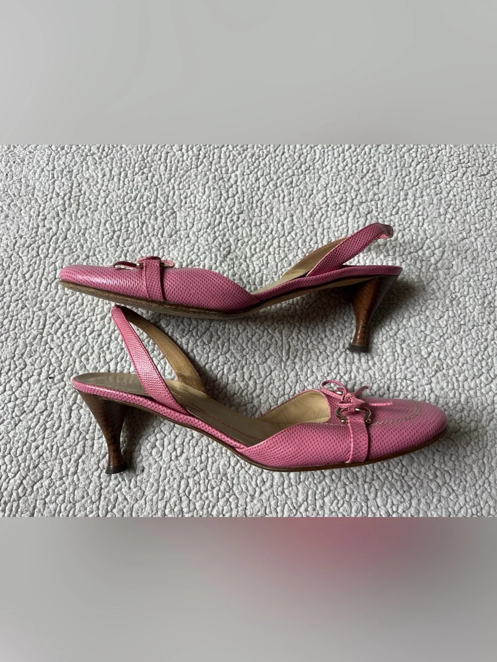 KATE SPADE LEATHER SLINGBACK HEELS PINK DOT WOMENS 8